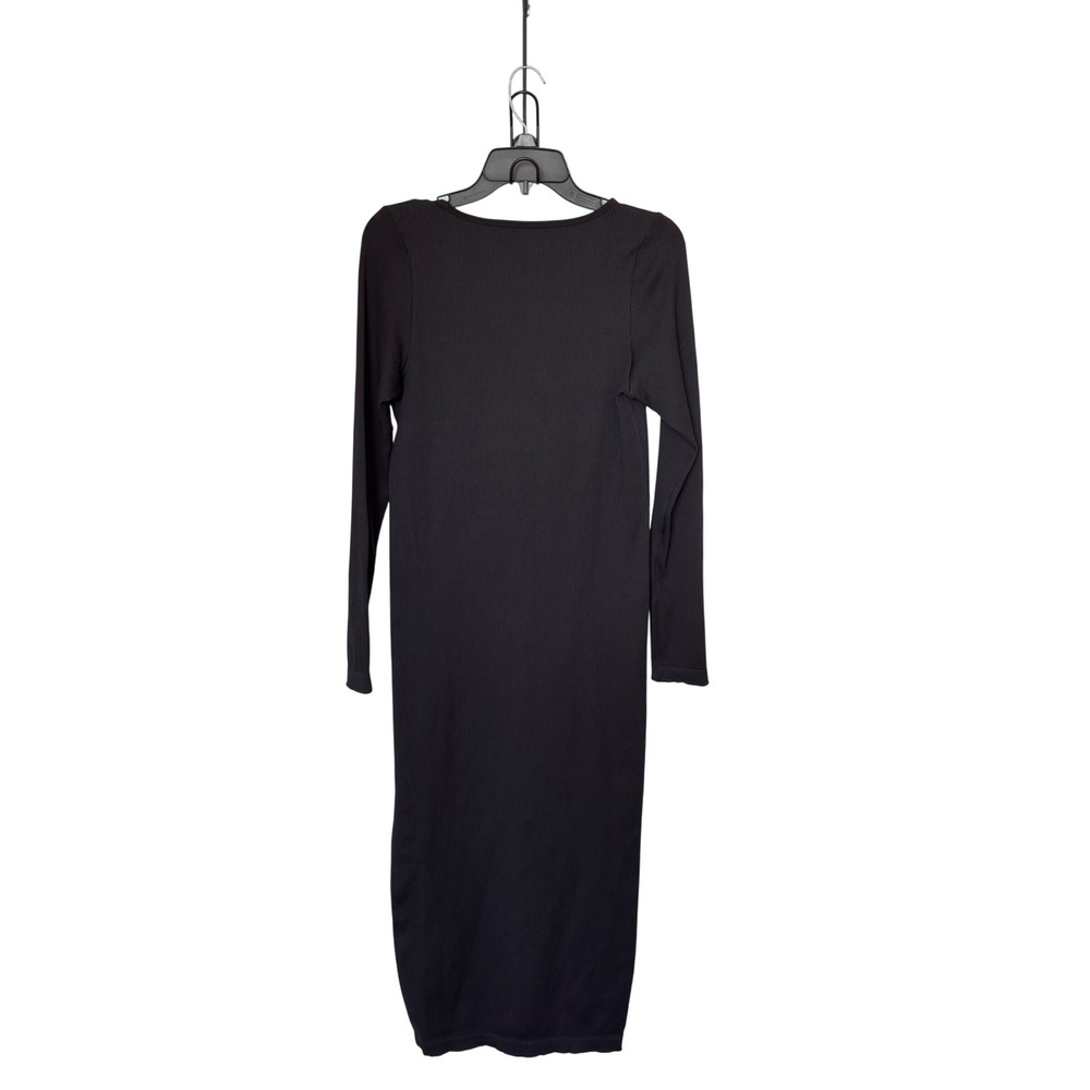Chloe X Halle PINK Black Large Long Sleeve Ribbed Midi Dress Mob Wife, Y2K - Picture 4 of 9